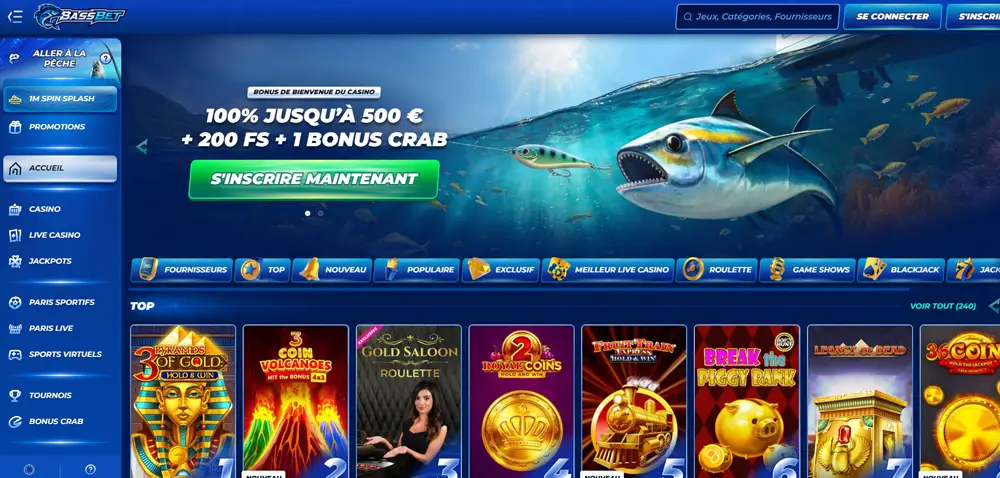 Accueil du casino BassBet