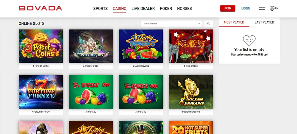 Bovada Casino online slot games
