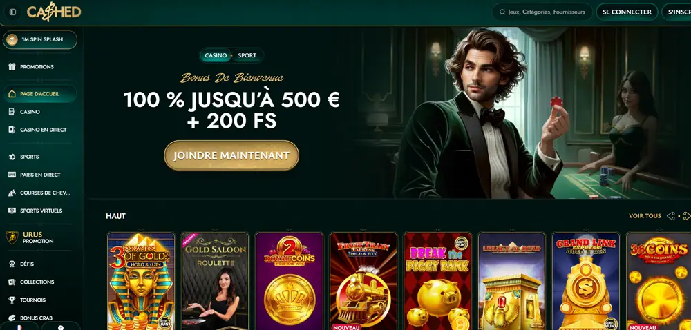 Accueil du casino Cashed
