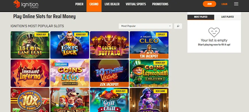 Ignition Casino online slot games