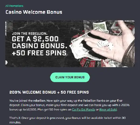 Lucky Rebel Casino Bonus