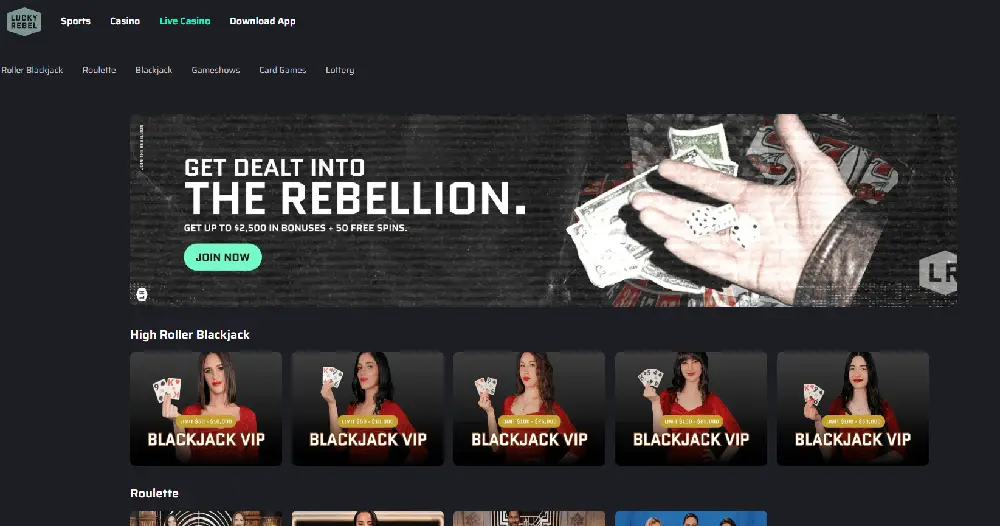 Lucky Rebel live dealer games