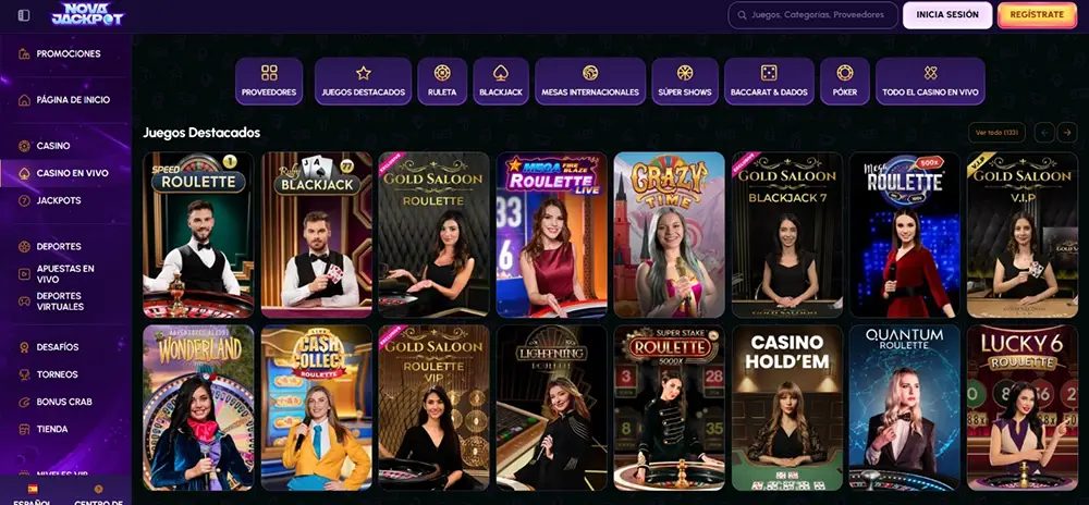 NovaJackpot casino en directo