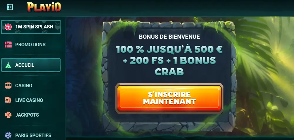 Accueil du casino Playio