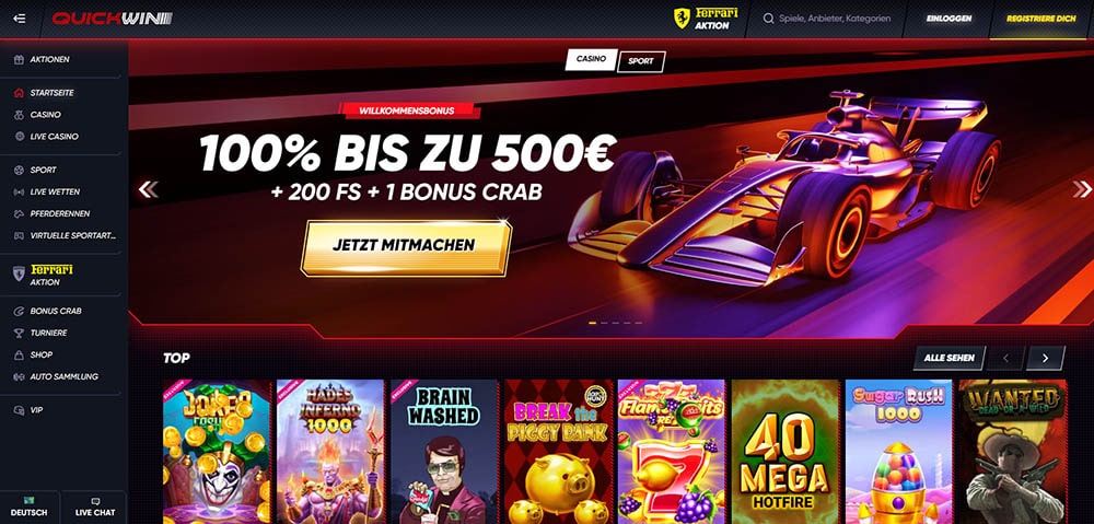 Die Startseite von QuickWin