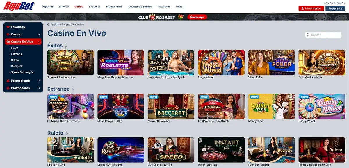 Rojabet casino en vivo