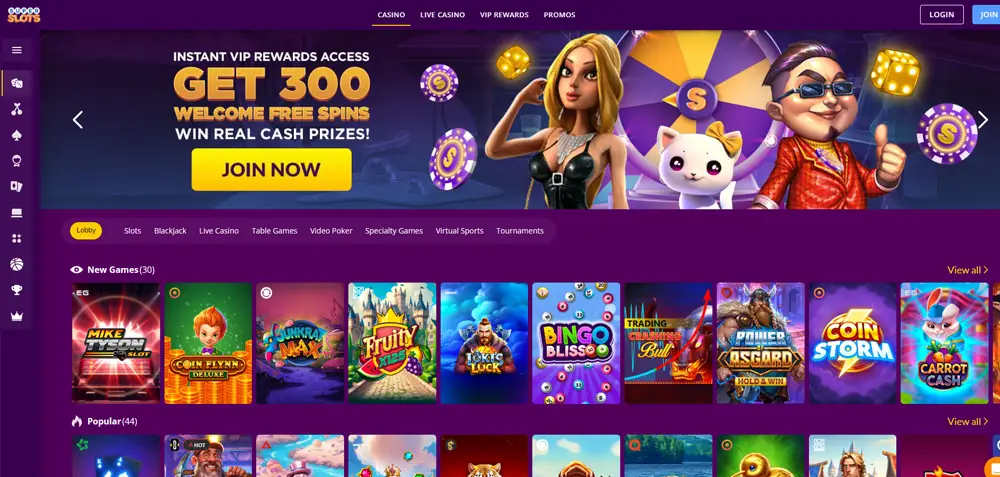 Super Slots Casino Homepage